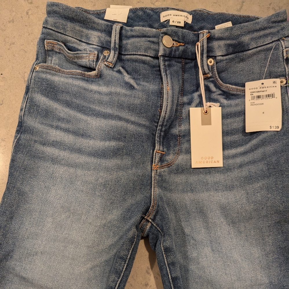 EUC Good American Good Waist Skinny Cropped Jeans- Indigo326 - Picture 9 of 13